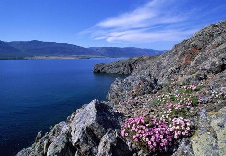 Rocky Shoreline Barakchin Island Lake Baikal