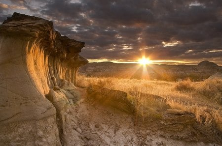 Sunset after Clouds - clouds, sunset, mountain, canyon