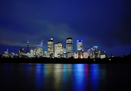 Sydney Silky Reflection - reflections, night, sydney, lights, silky