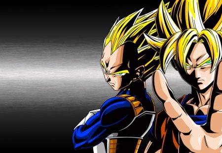 Super Saiyan Vegeta and Goku - super saiyan vegeta, vegeta, dragon ball, super saiyan vegeta and goku, super saiyan goku, dragon ball gt, goku, dragon ball z