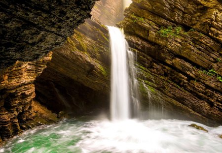 ROCKY FALLS - nature, pool, waterfall, rocks