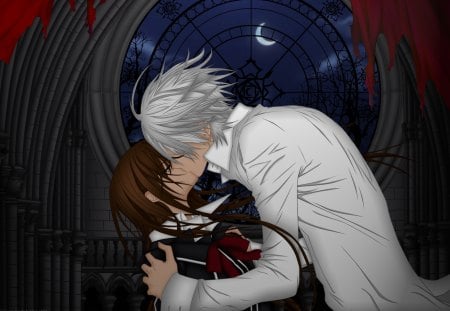 Vampire Knight - kiss, anime, male, knight, white, zero, friends, female, vampire