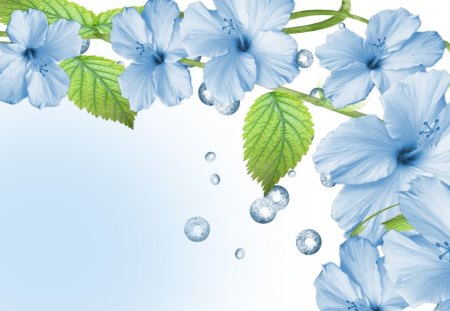 Blue Flowers - art, blue, cg, flower