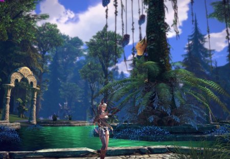 Tera - forest, fantastic, game, girl, realm, warrior, fantasy, princess, woman, tera online