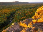 sunrise on a forest river valley