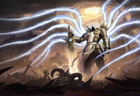 tyrael - tyrael, angel, diablo, wings, sword, armor