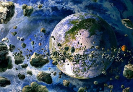 meteor-field - planet, space, meteor, earth