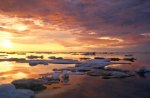 sunset on a sea of ice