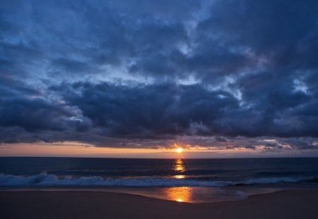 sunset - beach, sunset, sea, clouds