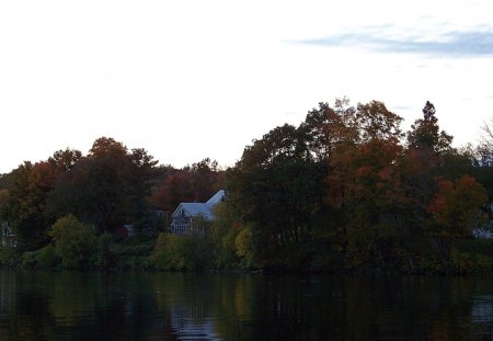 autumn #10 - sky, autumn, fall, trees, river, water, leaves