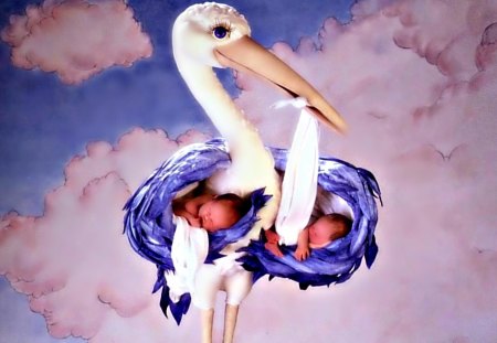 Adorable Babies Delivery - art, digital, abstract, beautiful