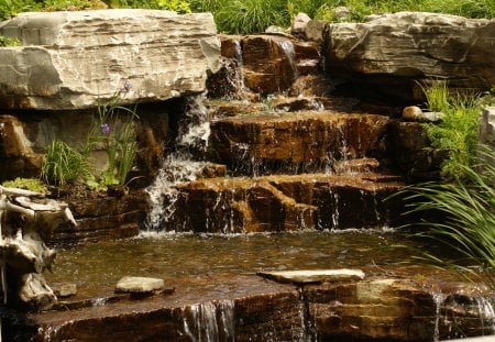 Mini Waterfall - land, cascade, nature, water