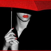 Lady With Red Umbrella