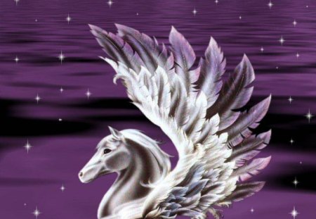 Purple Pegasus - sky, purple, pegasus, flying