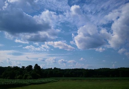 Skowhegan, Maine - clouds, trees, skowhegan, fields, maine