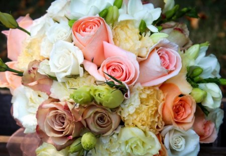 * Bouqeut * - flowers, roses, beautiful, colors, bouquet, pink