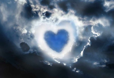 STORMS OF PASSION - clouds, skies, storms, blue, romance, love, hearts