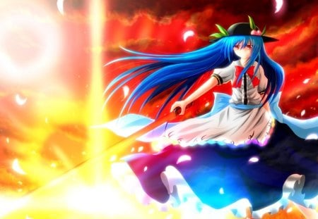 Hinanawi Tenshi - pretty, girl, anime, touhou