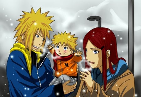 the first snow - kushina, minato, naruto, snow