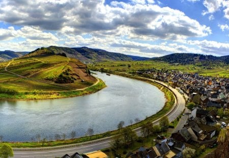 Bremen - clouds, bremen, rivers, fields, beautiful, architecture, germany, nature, houses, sky