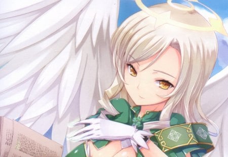 Angel - anime, wings, halo, book