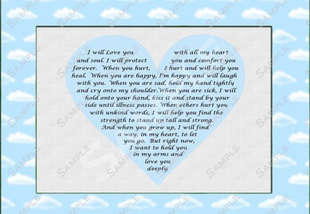 ♥BABY BOY SON POEM♥ - clouds, light blue, forever, baby boy, love, white, nature, son, baptism gift, poem, sky