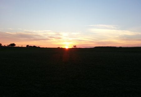 Sunset Pasture - sky, pasture, clouds, field, sunset