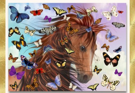 Flutterhorse - fantasy, magic, butterflies, butterfly, magical, horse