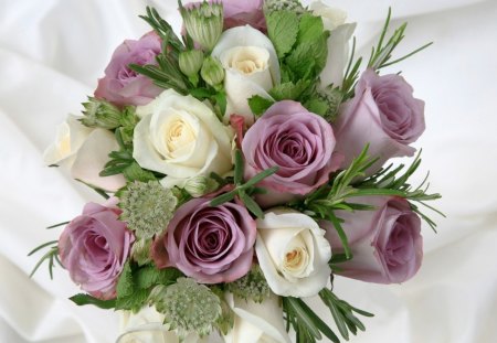 * Soft bouquet * - flowers, roses, white, delicate, tenderness, purple, soft, petals