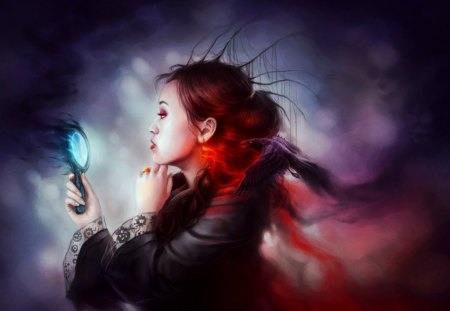 Mirror mirror - abstract, fantasy, mirror, girl, art