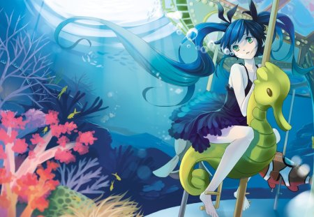 Beauty Miku WaterLand - volc, anime, girl, beauty, new, wall