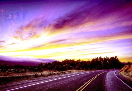 THE ROAD - sky, mountain, road, turning