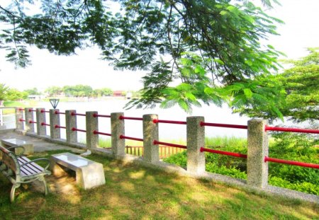 Take a rest - lake, tree, take a rest, chair