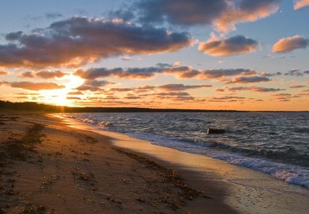 Sunset. - sunset, evening, sea, clouds