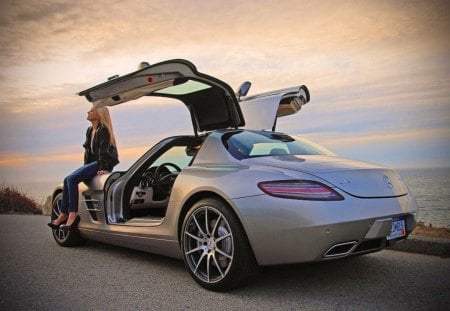 Mercedes SLS - mercedes, car, sls, amg, girl