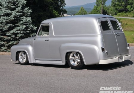 1955 Ford Panel Truck - ford, silver, classic, panel