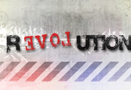 revolution - grunge, abstract, white, typography, revolution, love