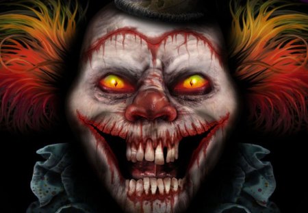 SCAREY CLOWN - blood, clown, teeth, scarey