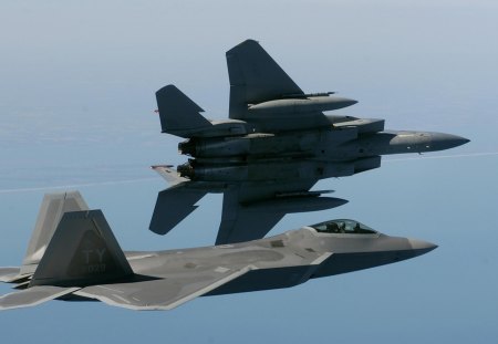 F-15 and F-22 - aircraft, f-22, f-15, miltiary