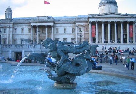 Fountain - trafalagr, london, square, fountain