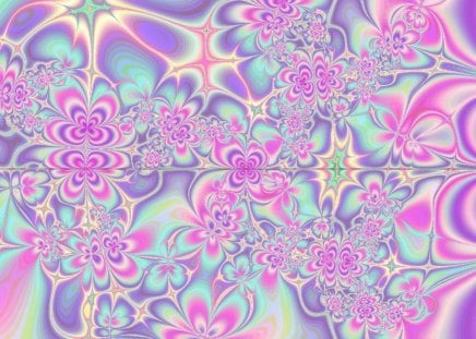 Flower Symmetry - abstract, mirror, blue, symmetry, flower, pink, fractal