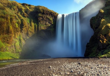 Beautiful Waterfall - sky, waterfall, blue, beautiful