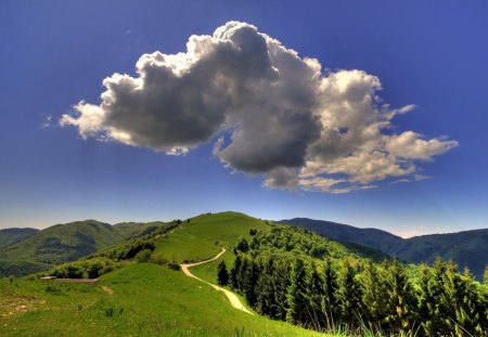 Beautiful Sky - nature, blue, beautiful, green, mountains, sky