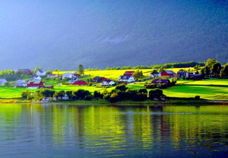 LAKESIDE HOUSES - summer, lake, house, landscape