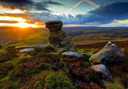 SUNSET - rocks, sunset, mountain, landscape