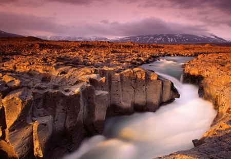 river gorge in kaldidalur iceland - clouds, river, mountains, gorge, rocks