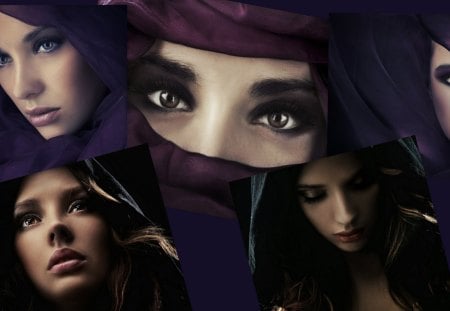 Women - hiding, beautiful, collage, eyes, girls, gorgeous, woman, mideastern, ladies, sexy