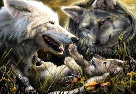 Family Of Wolves - pretty, playful, blissful, peaceful