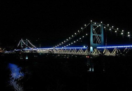 Blue and Gold Bridge West Virginia - market street bridge, west virginia, ohio, steubenville, lights, follansbee, architecture, bridge