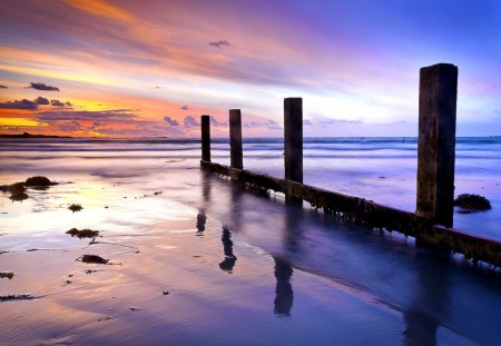 BEACH - beach, props, sunset, sea